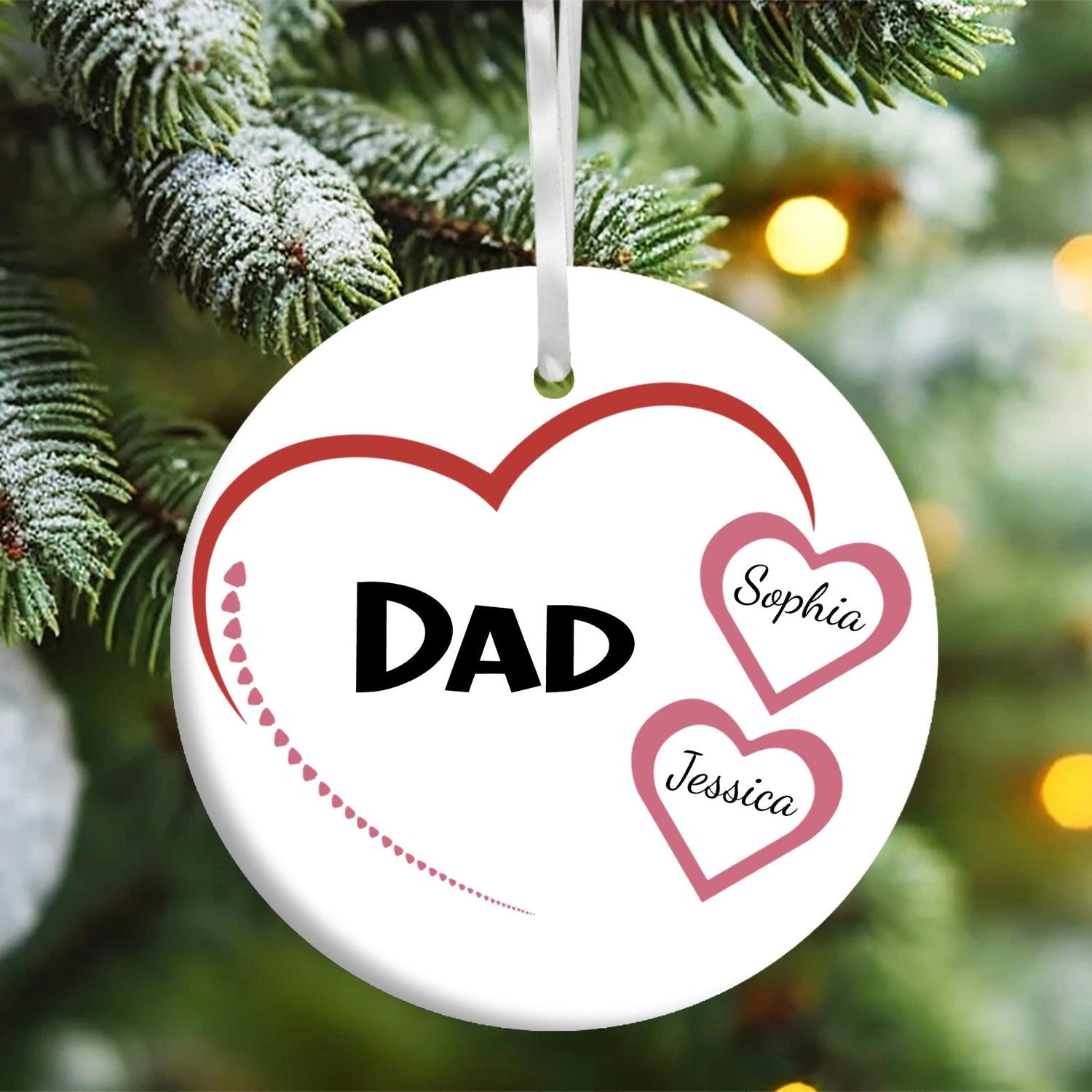 Dad Heart - Personalized Dad Ceramic Ornament
