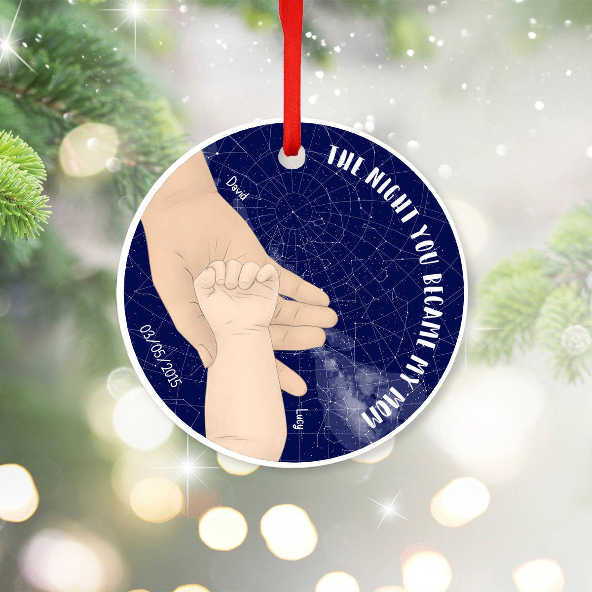 The night you became my mom - Personalized Anniversary Ceramic Ornament