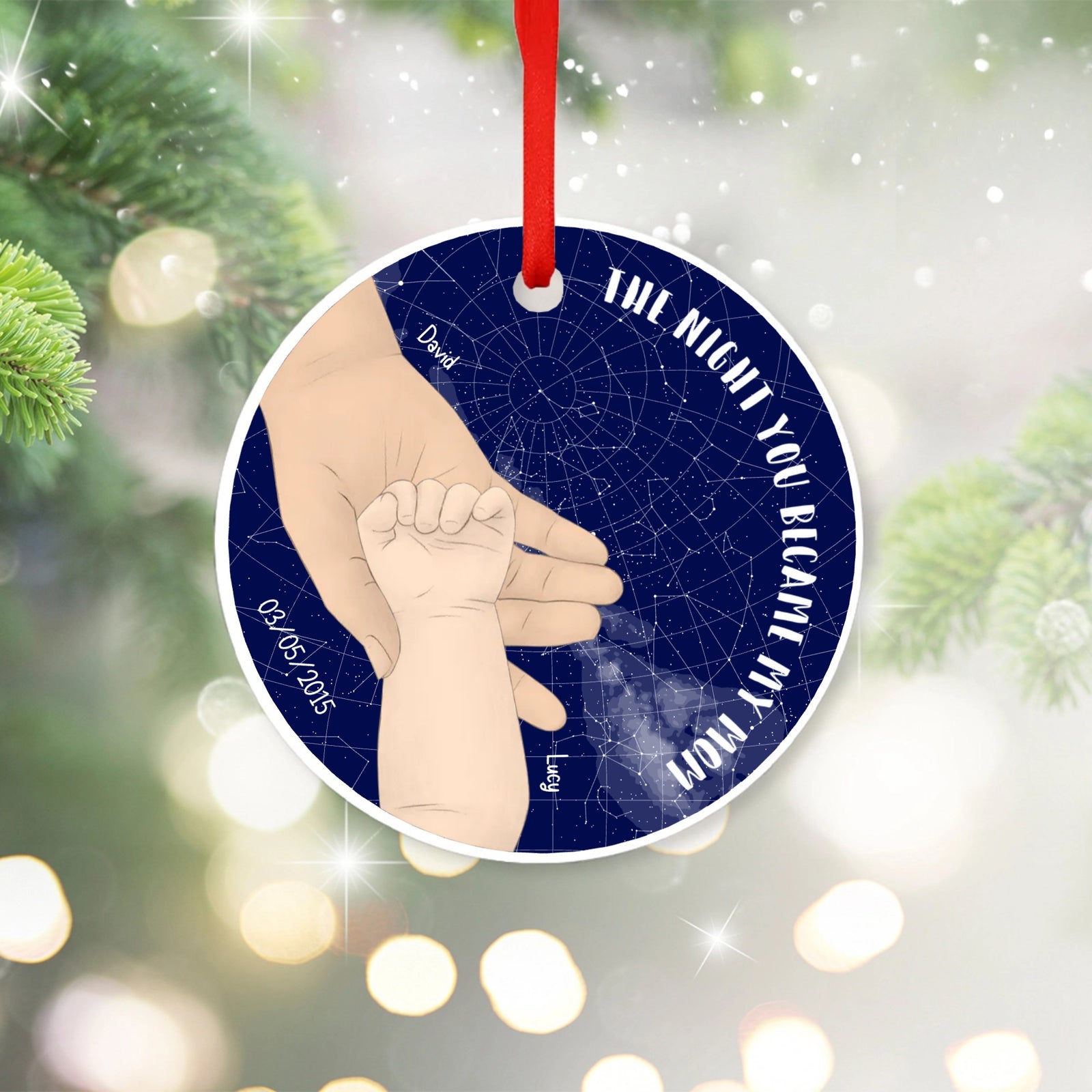 The night you became my mom - Personalized Anniversary Ceramic Ornament