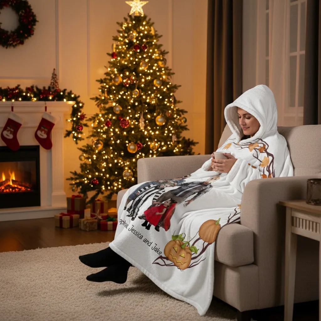 Trick or Treat - Personalized Family Hooded Blanket
