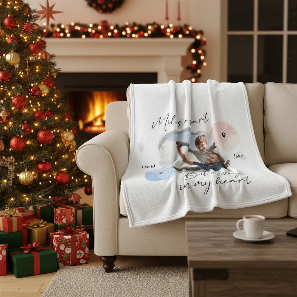 Miles apart but always in my heart - Personalized Dad Blanket