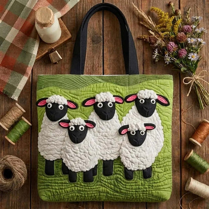 Sheep Farm Animals Quilted Tote