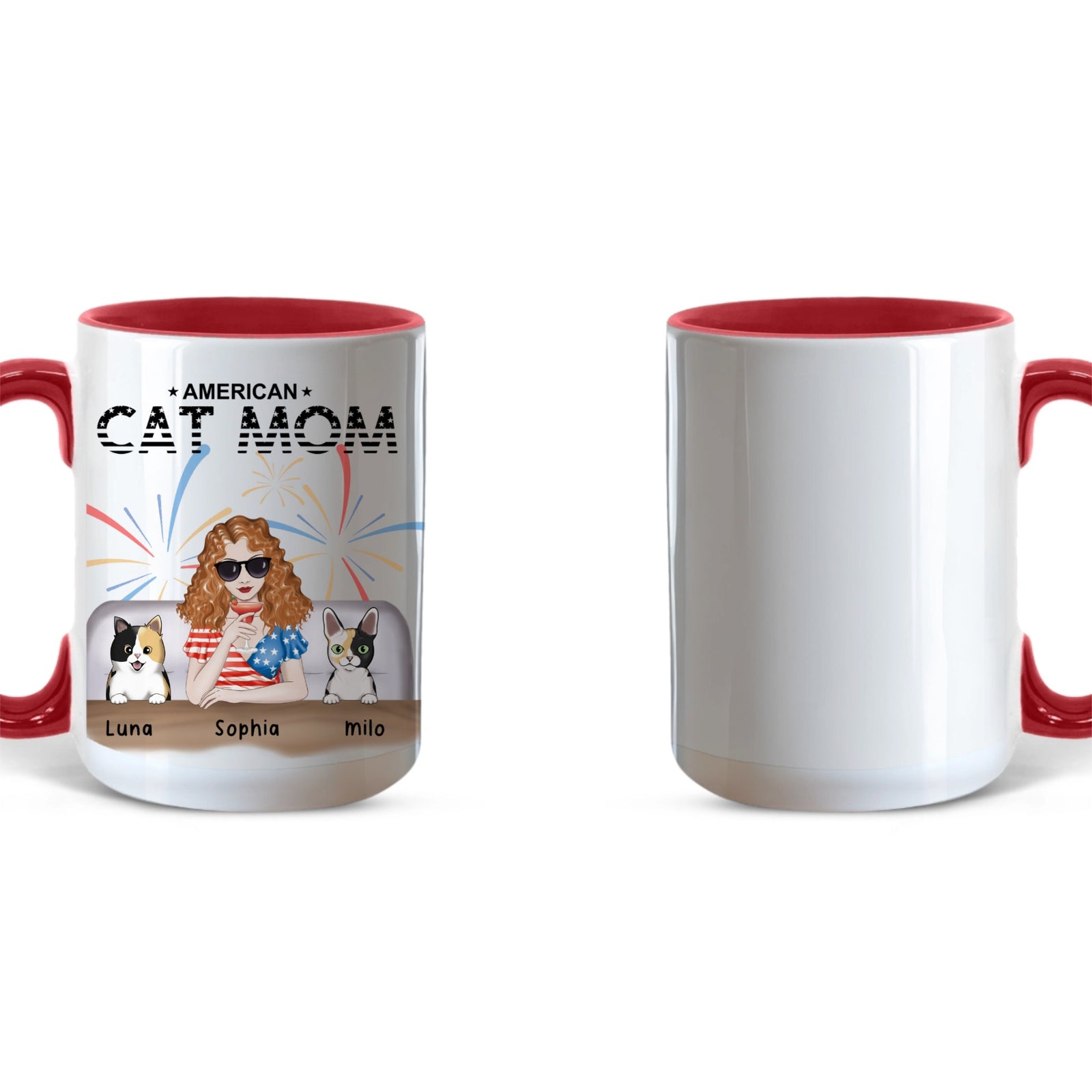 American Cat Mom -  Personalized Mom Mug