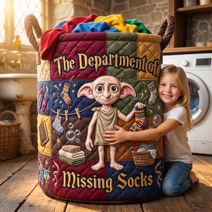 The Department Of Missing Socks - Personalized Quilted Laundry Basket - Gift For Laundry Lovers - NSK10081