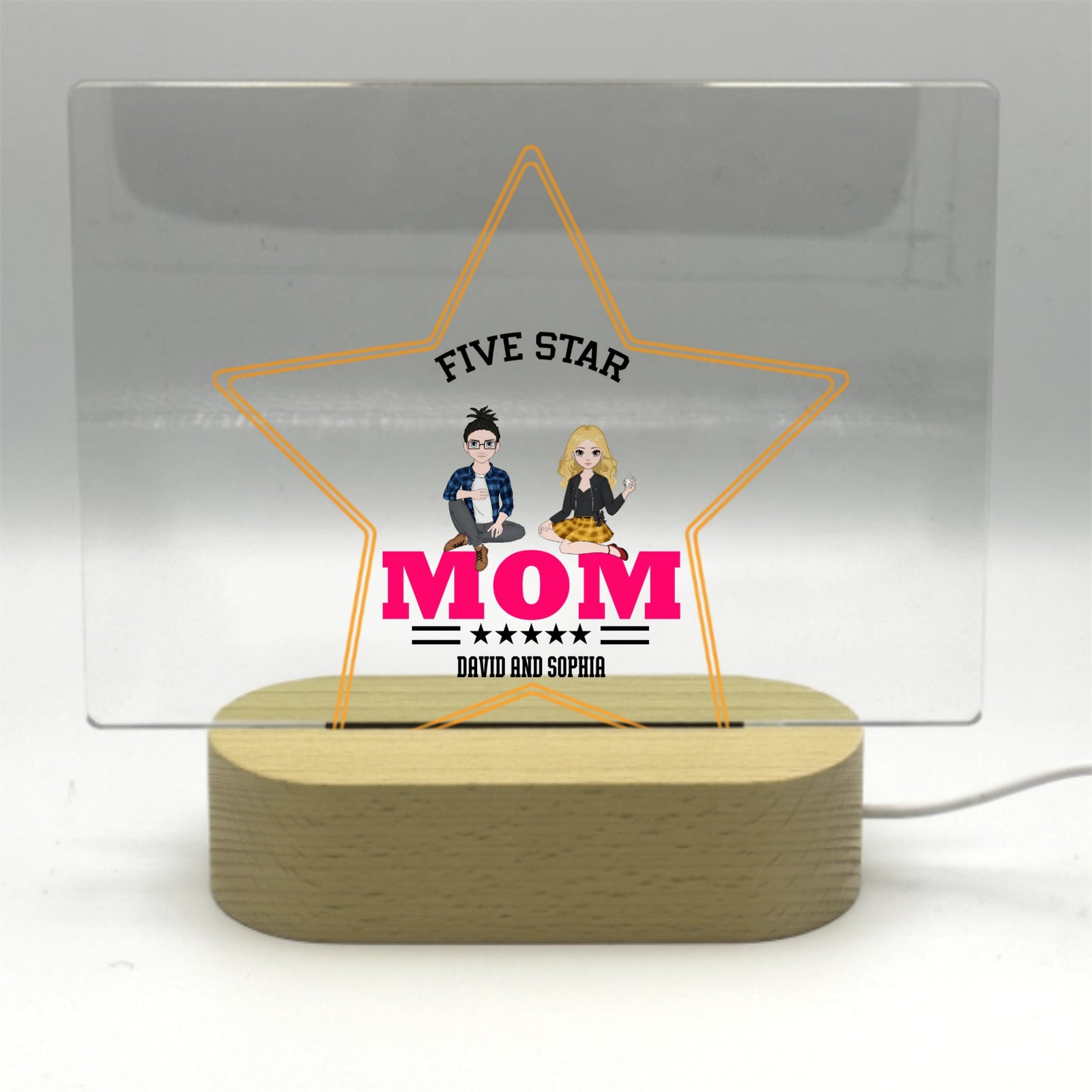 Five star mom - Personalized Mom Acrylic Nightlight