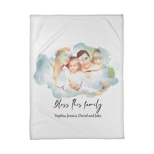 Bless this family - Personalized Family Blanket