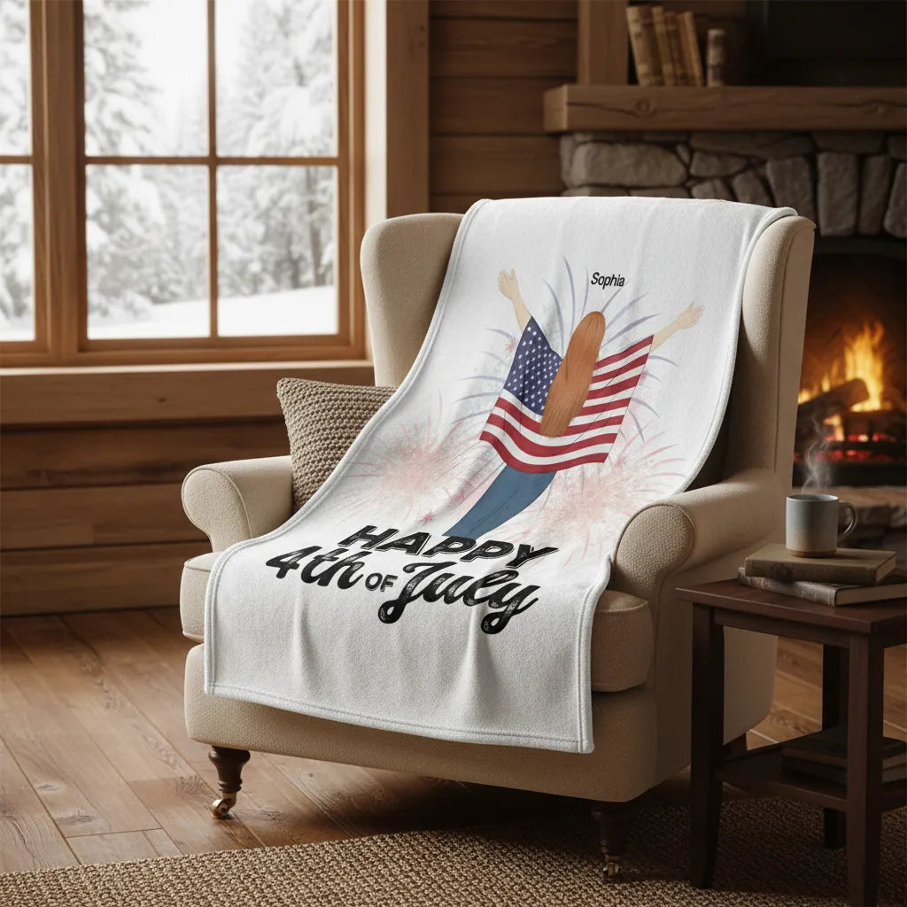 Happy 4th of July - Personalized Anniversary Blanket