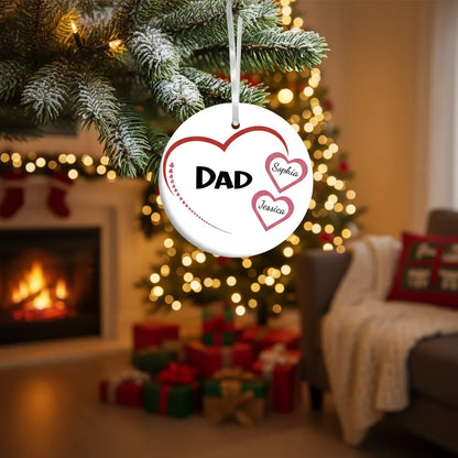 Dad Heart - Personalized Dad Ceramic Ornament