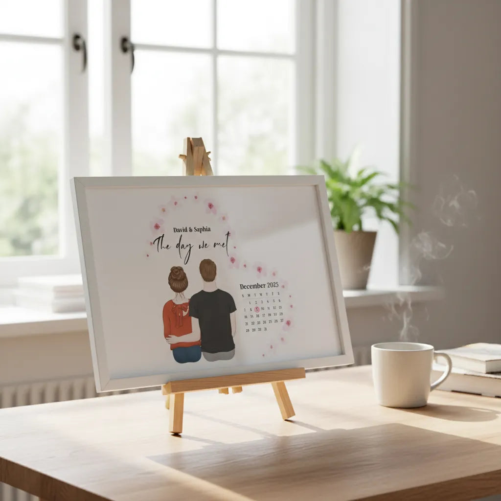 The day we met - Personalized Anniversary Accent Mug Poster