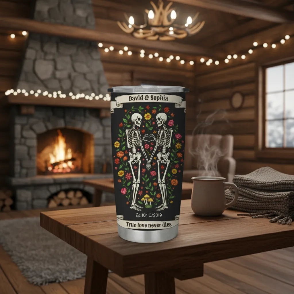 True love never dies - Personalized Couple Tumbler