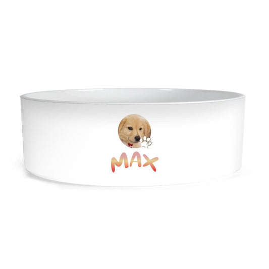 Pet Photo with name in Gradient Finish - Personalized Ceramic Pet Bowl