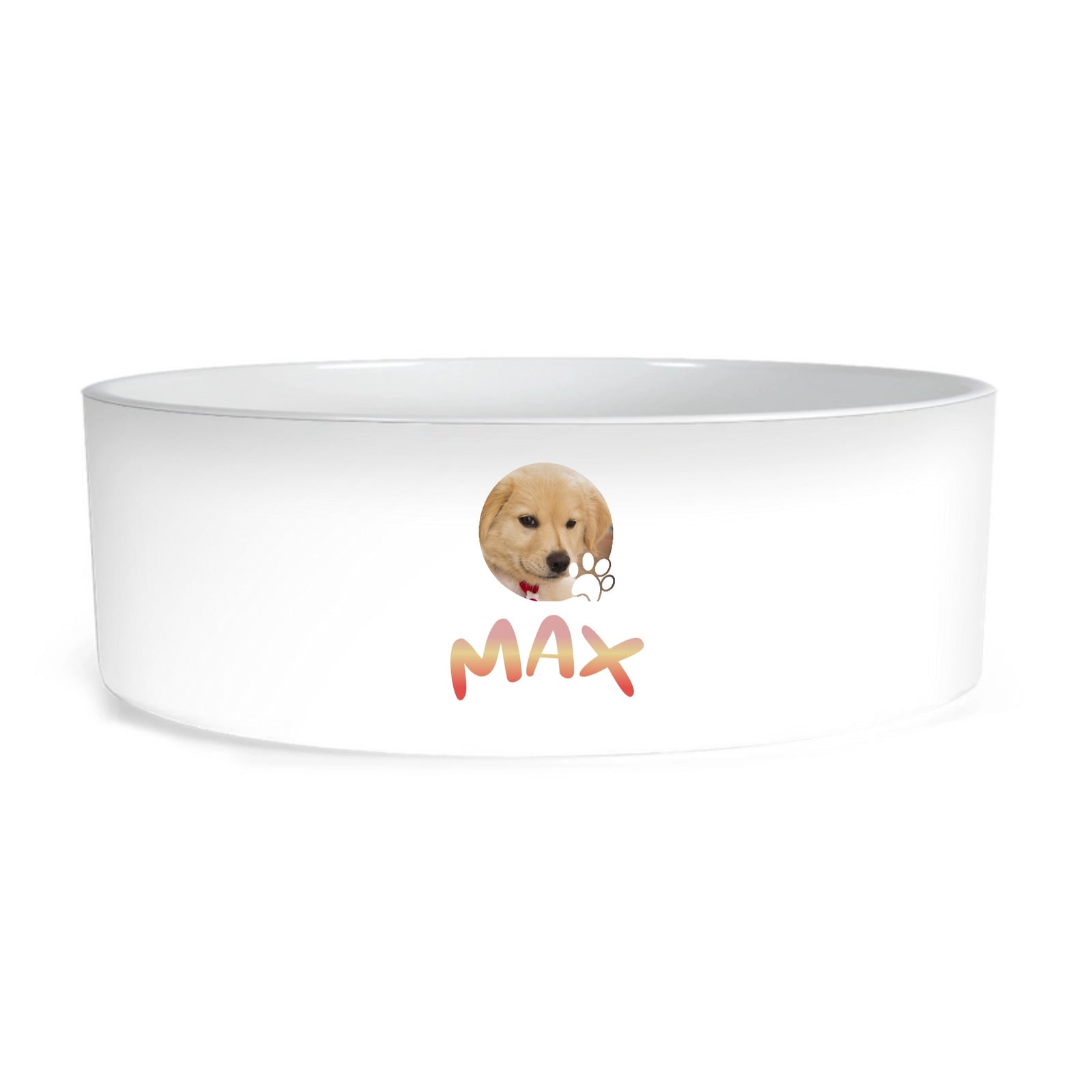 Pet Photo with name in Gradient Finish - Personalized Ceramic Pet Bowl