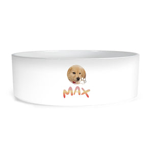 Pet Photo with name in Gradient Finish - Personalized Ceramic Pet Bowl