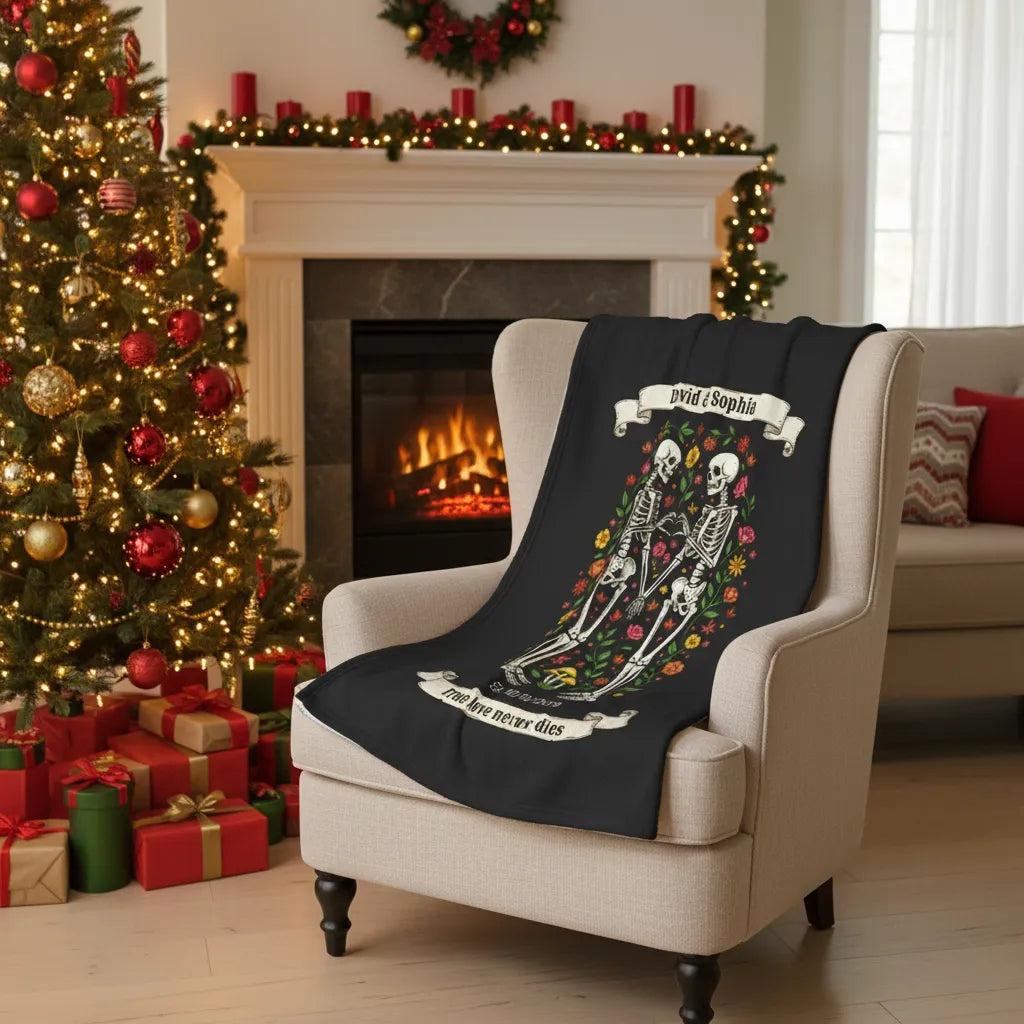 True Love Never Dies - Personalized Couple Blanket