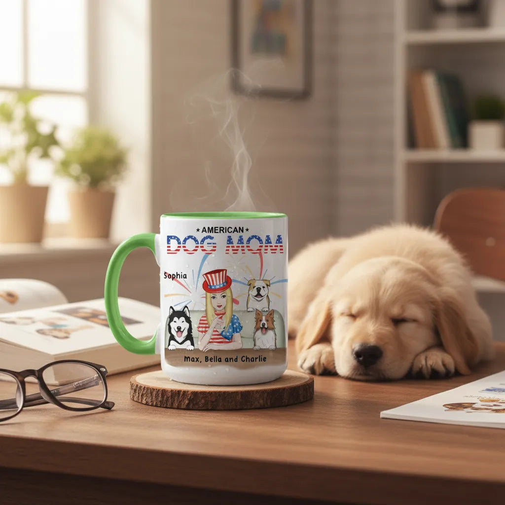 American Dog Mom -  Personalized Mom Mug