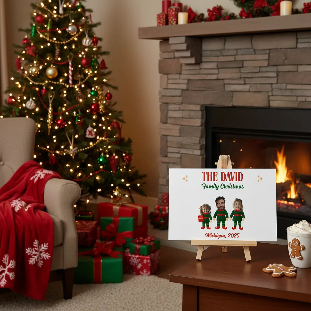 Elf Family - Personalized Family Poster