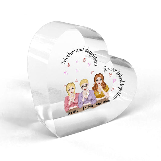 Mother and daughters forever linked together - Personalized Mom Acrylic Heart