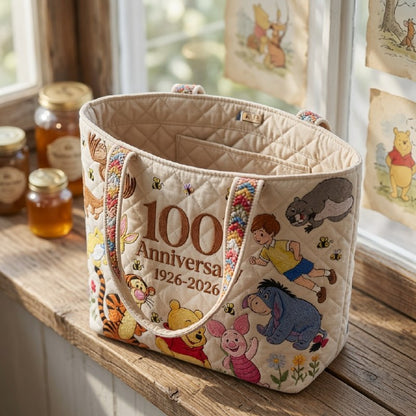 Honey Bear Celebrate 100 Years Of Friendship - Personalized Quilted Tote Bag - NSK10026