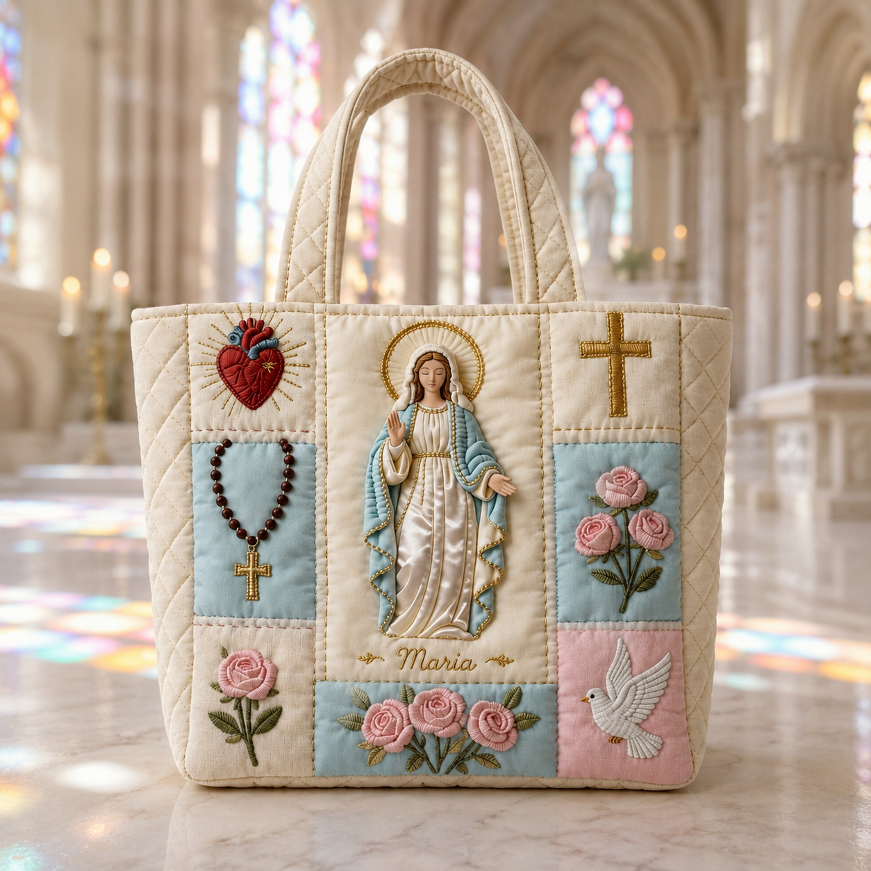 Our Lady of Grace - Personalized Quilted Tote Bag - NSK10078
