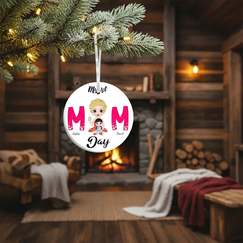 My 1st Mom Day - Personalized Mom Ceramic Ornament
