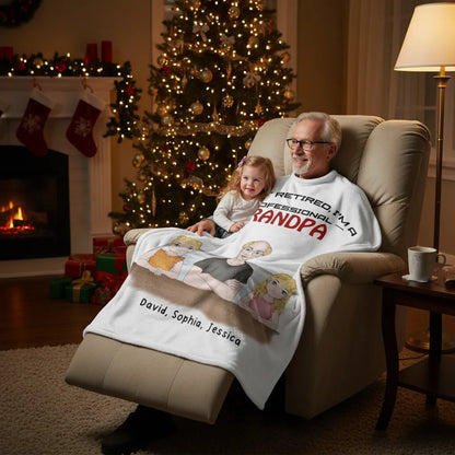 I´m not retired, i´m a professional Grandpa - Personalized Family Blanket