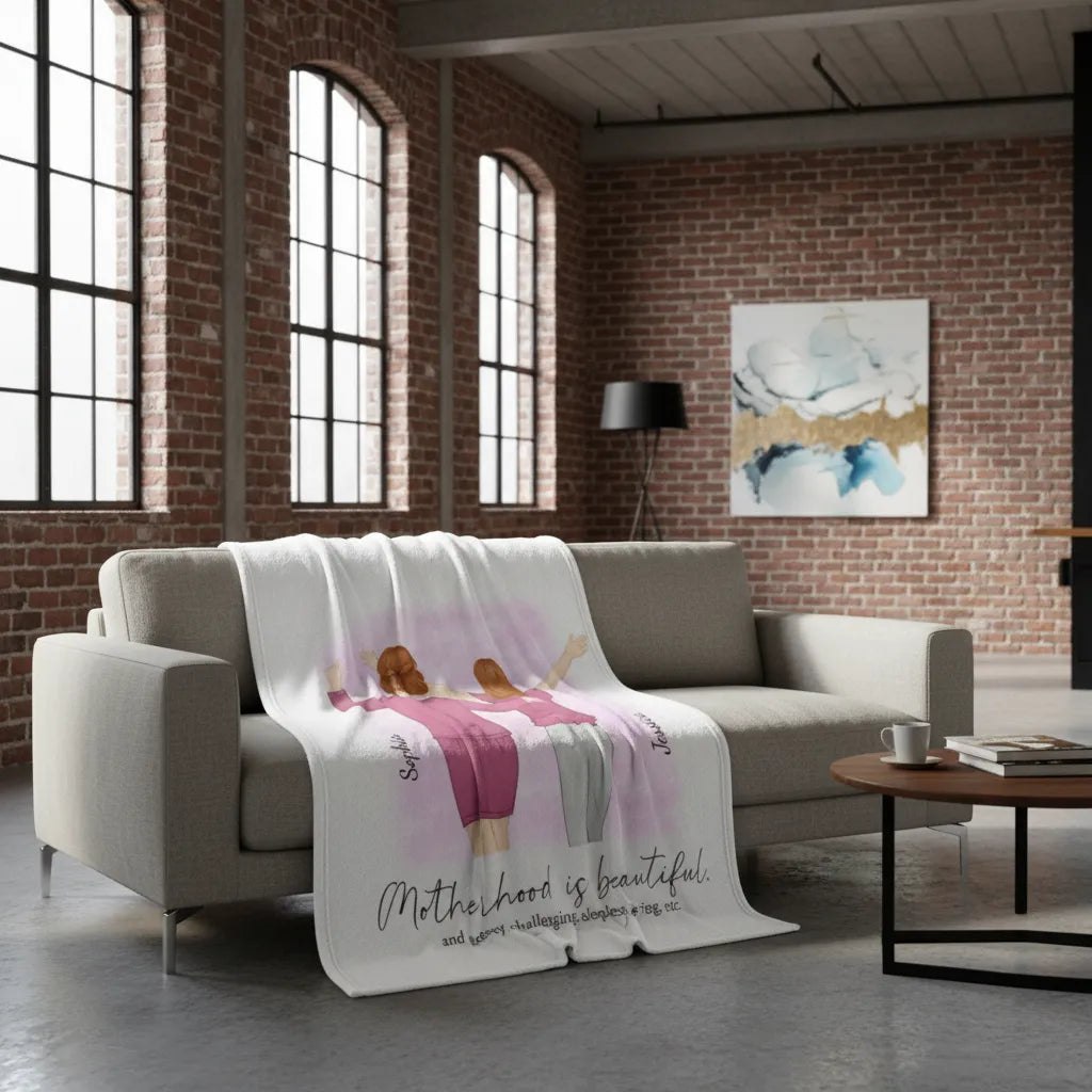 Motherhood is beautiful - Personalized Mom Blanket