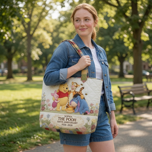 Honey Bear Celebrate Our 100th Anniversary - Personalized Quilted Tote Bag - NSK10008