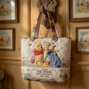 Honey Bear Celebrate Our 100th Anniversary - Personalized Quilted Tote Bag - NSK10008