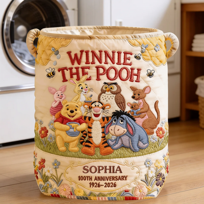 Honey Bear Celebrate 100 Years Of Friendship - Personalized Quilted Laundry Basket - NSK10108