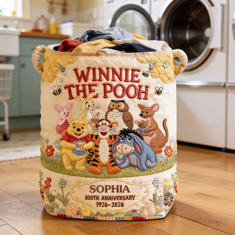 Honey Bear Celebrate 100 Years Of Friendship - Personalized Quilted Laundry Basket - NSK10108