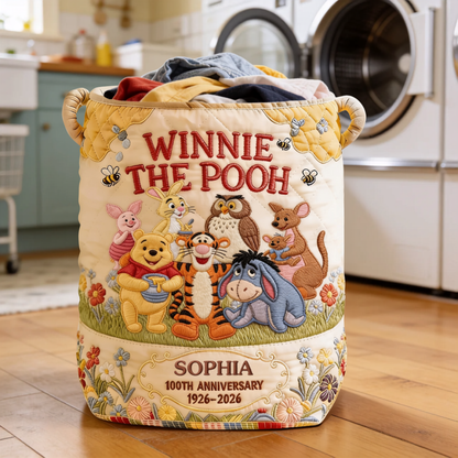 Honey Bear Celebrate 100 Years Of Friendship - Personalized Quilted Laundry Basket - NSK10108