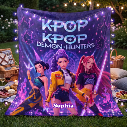 Girls Purple Neon Music Squad -  Personalized Blanket - NSK10077