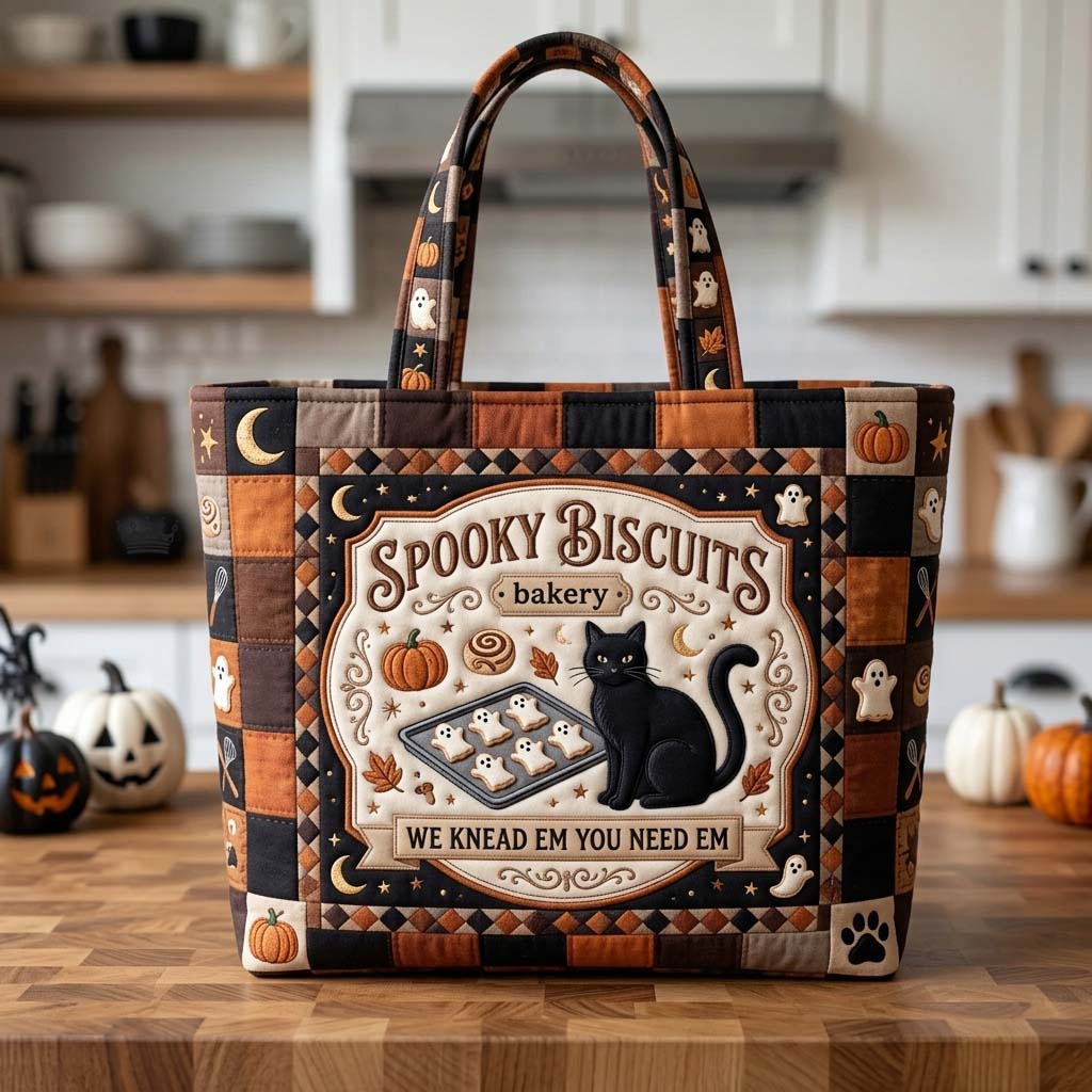 The Spooky Cat Quilted Tote