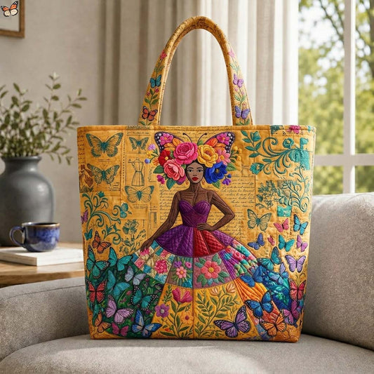 African Queen Butterfly Quilted Tote