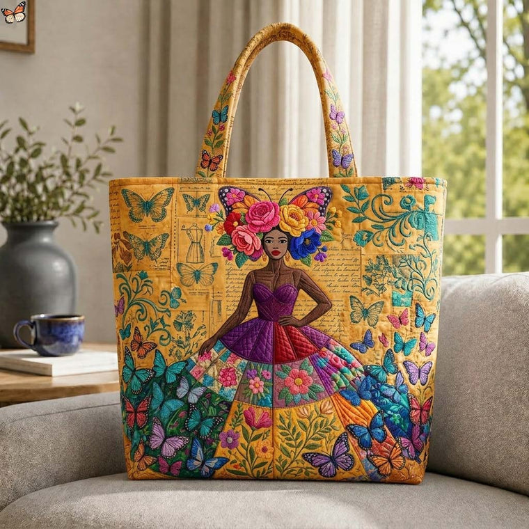 African Queen Butterfly Quilted Tote