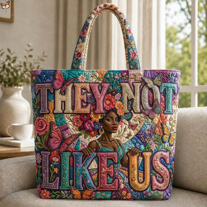 Black Woman Floral Butterfly Quilted Tote