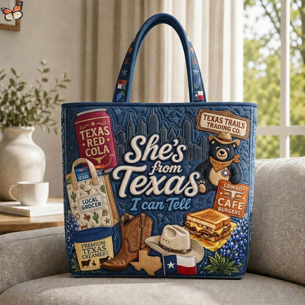 Texas Icons Cowboy Boots Quilted Tote