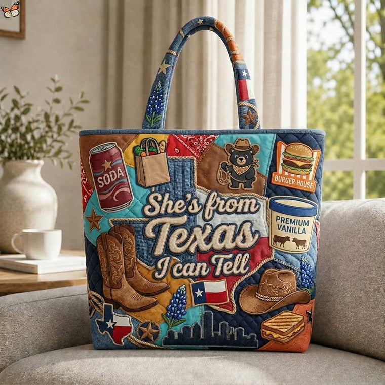 Texas State Patchwork Quilted Tote
