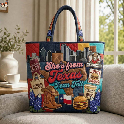 Texas Map Icons Quilted Tote
