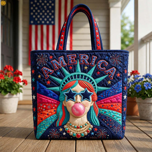 The Patriotic Statue Quilted Tote