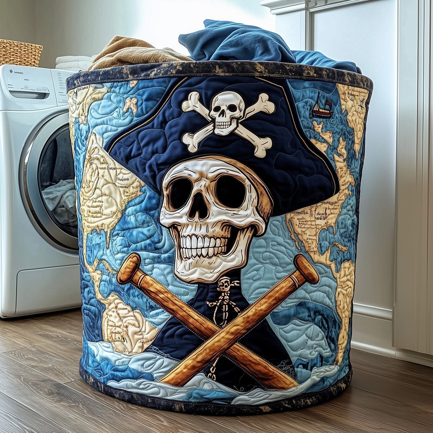 Skull Pirate Laundry Quilted Tote