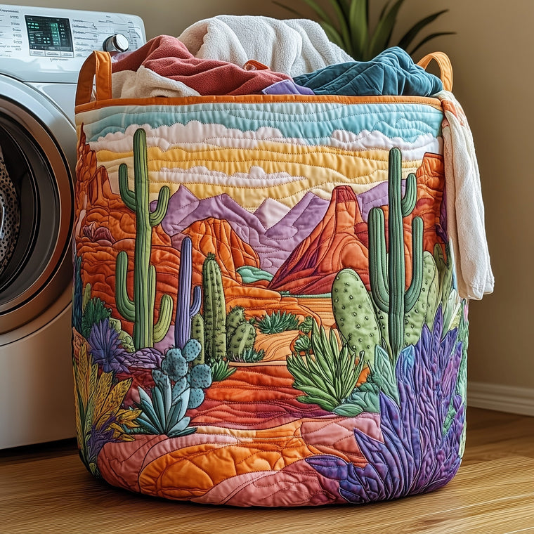 The Cactus Heaven Quilted Laundry Basket Tote 0063