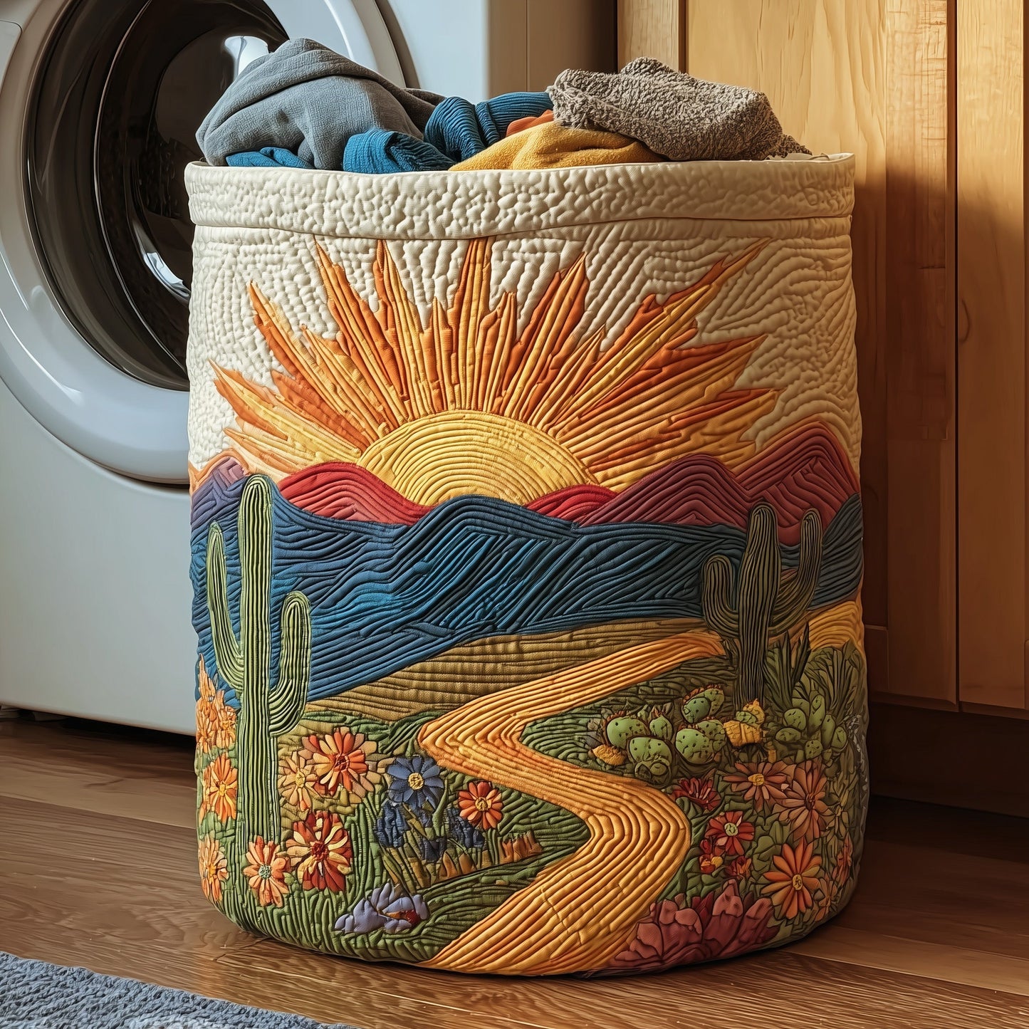The Cactus Heaven Quilted Laundry Basket Tote 0065