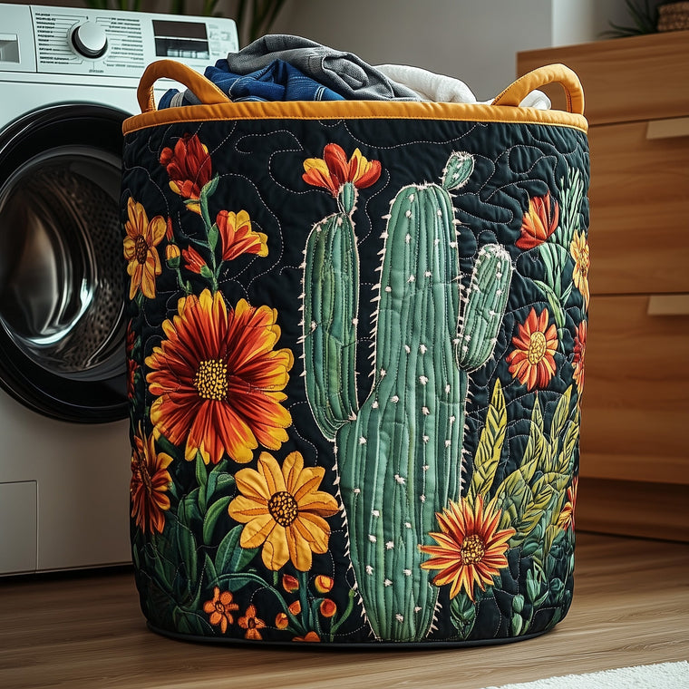 The Cactus Heaven Quilted Laundry Basket Tote 0066