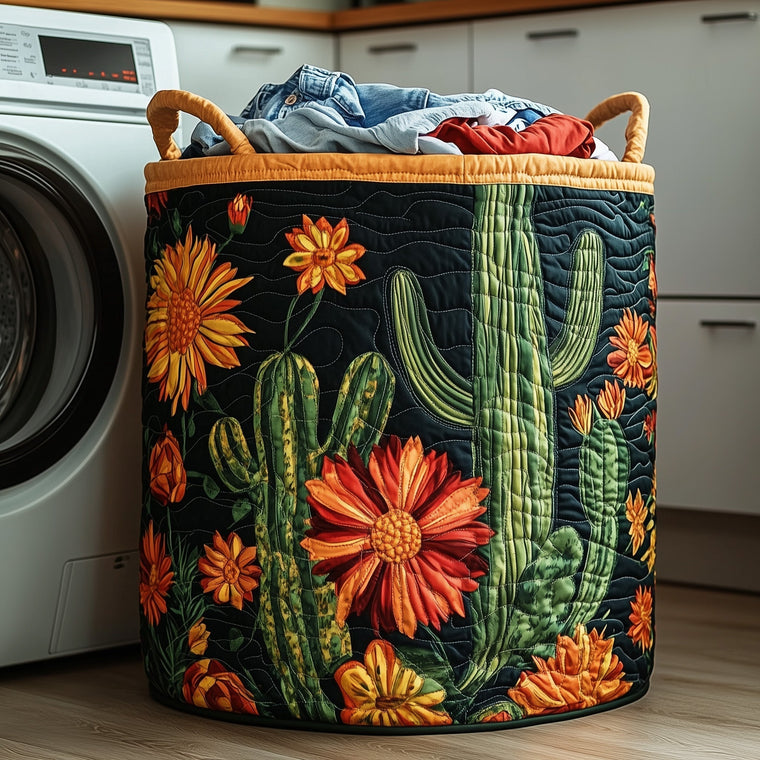 The Cactus Heaven Quilted Laundry Basket Tote 0067