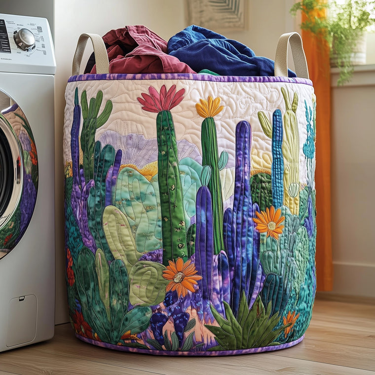 The Cactus Heaven Quilted Laundry Basket Tote 0068