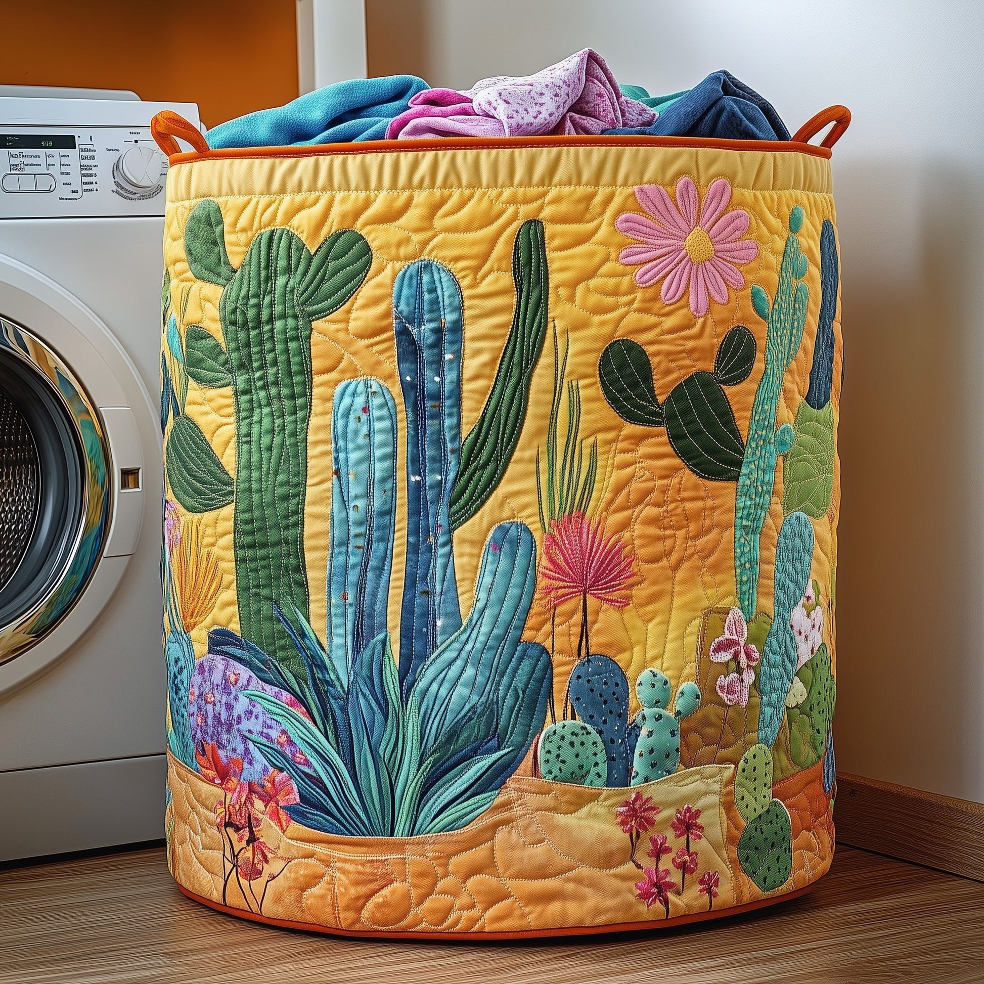 The Cactus Heaven Quilted Laundry Basket Tote 0070