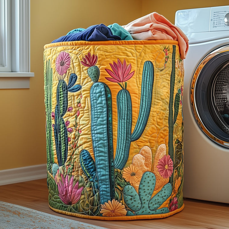 The Cactus Heaven Quilted Laundry Basket Tote 0071