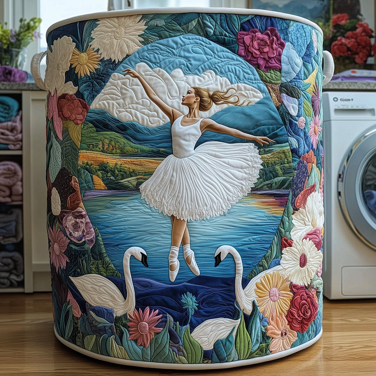 The Elegant Ballerina Quilted Laundry Basket Tote 0077