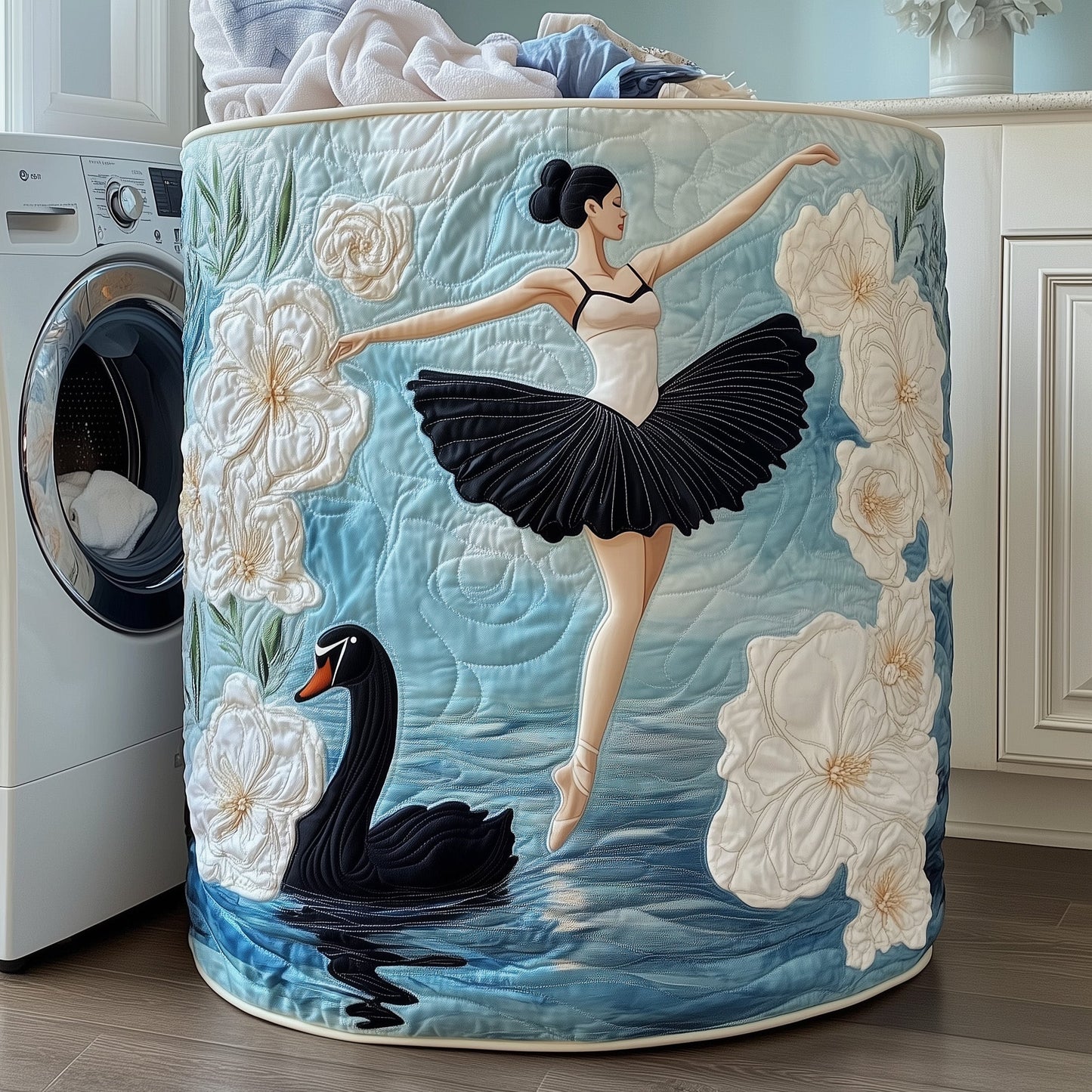 The Elegant Ballerina Quilted Laundry Basket Tote 0078